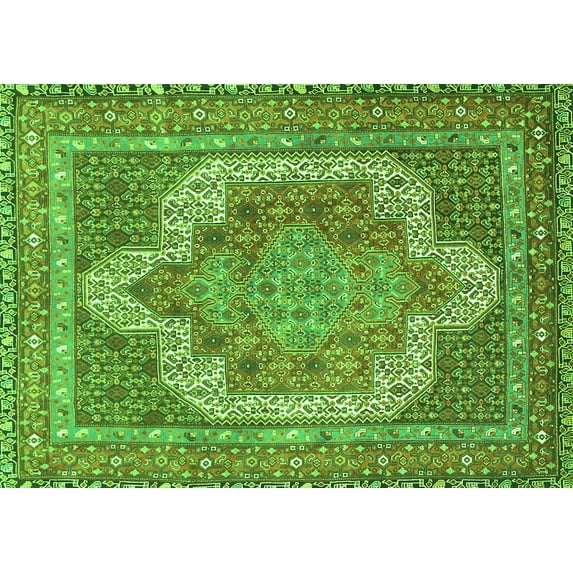 Ahgly Company Indoor Rectangle Medallion Green Traditional Area Rugs, 2' x 3'