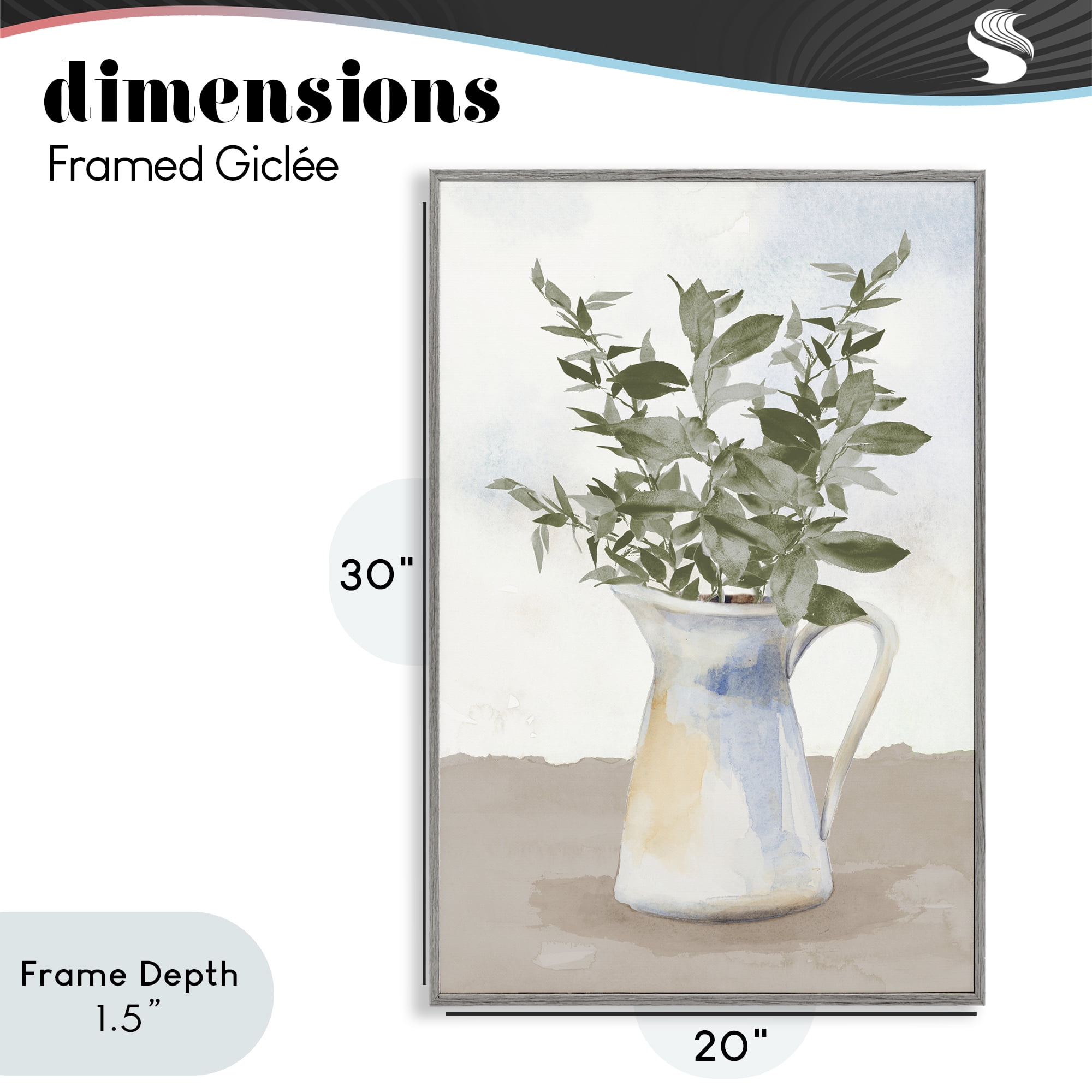 Stupell Industries Eucalyptus Botanicals Vase Gray Framed Giclee Art, design by Lanie Loreth