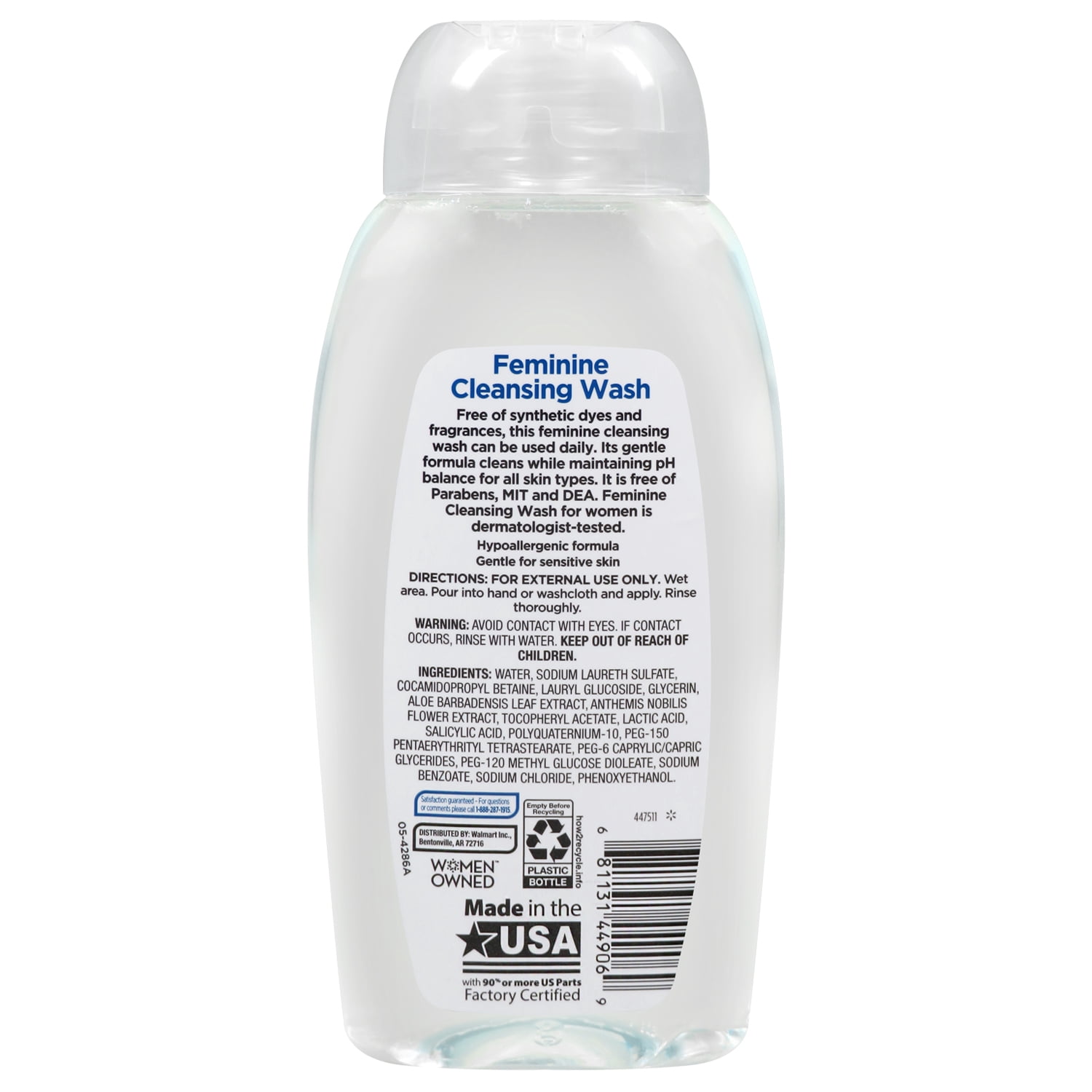 Equate Dye- and Scent-Free Feminine Cleansing Wash For all Skin Types, 13 fl oz