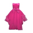 thumbnail image 4 of Girls Round Neck Sleeveless Princess Dress, Flower Girl Wedding Gown with Beaded Tulle Puffy Skirt, Junior Bridesmaid Party Dress for Birthday and Pageant, Age 3-14Y Hot Pink 110, 4 of 7