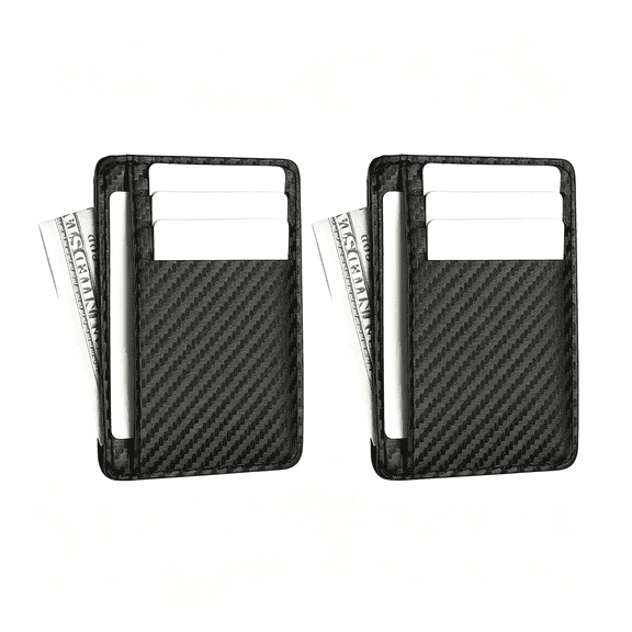 AOMRCOL Carry Proof Wallets 2-Pack Slim Minimalist Front Pocket Wallet for Men&Women,Thin Leather Credit Card Id Holder,Carbon Fiber Black