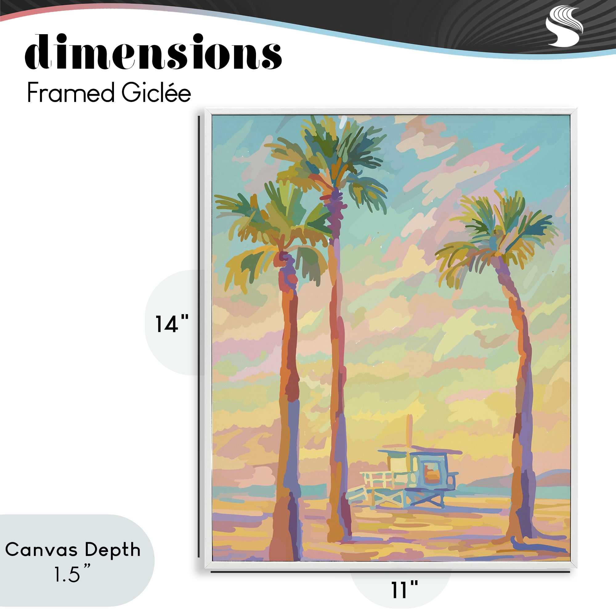 Stupell Industries Beachside Palms Abstraction White Framed Giclee Art, design by Amelia Noyes
