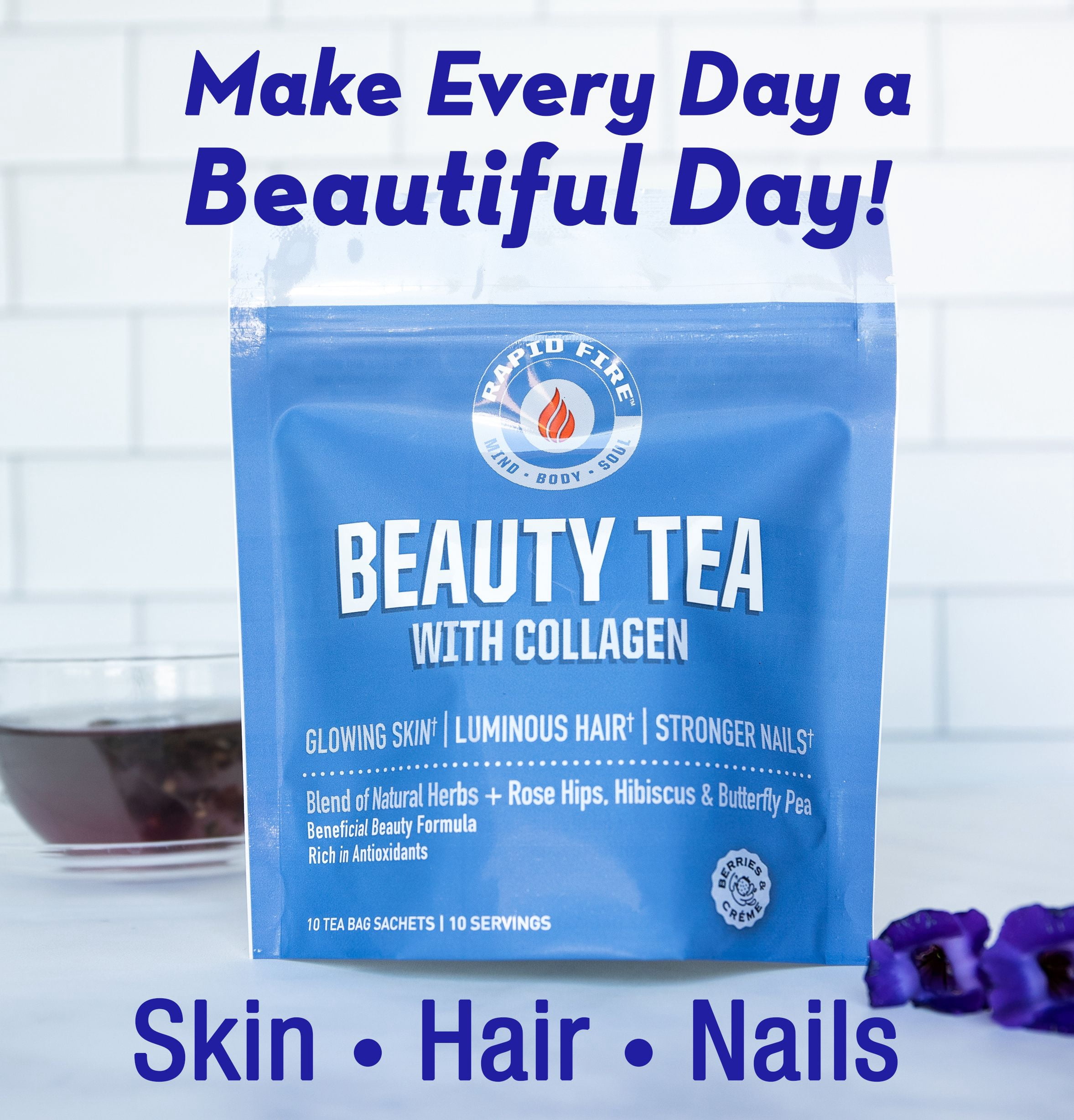 Rapid Fire Beauty Tea with Collagen, 10 Ct