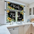 thumbnail image 2 of Sunflower Kitchen Curtains Farmhouse Window Curtains Valance and Tier Set 36 Inch, Black White Buffalo Plaid Rod Pocket Short Tier Curtain, Home Sweet Home Small Curtains for Kitchen Decor, 2 of 6