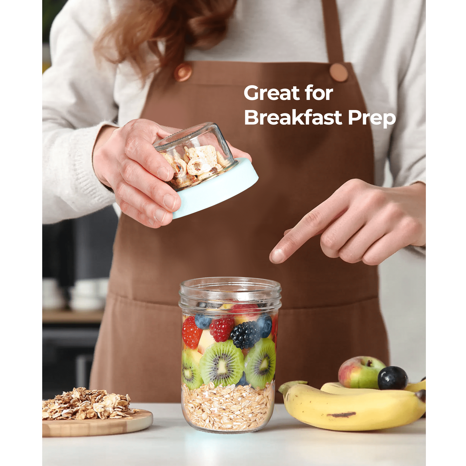 Glass Overnight Oats Containers with Lids - Thumbnail 4