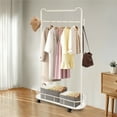thumbnail image 3 of Wildnix Stylish Carbon Steel Coat Rack with Cat Ear Design, 4 Hooks, Basket, &nbsp; Wheels, Modern Free Standing, Easy to Move and Install, 3 of 6