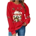 thumbnail image 6 of Women’s Christmas Crewneck Sweatshirt Loose Fit Long Sleeve Holiday Pullover Cute Santa Graphic Top Festive Fall Winter Graphic Tee for Seasonal Celebrations, 6 of 8