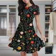 thumbnail image 2 of Dark Floral Textile Beautiful Design Women's Classic Swing Skater Dress Casual Work Party Cocktail Dresses, 2 of 6