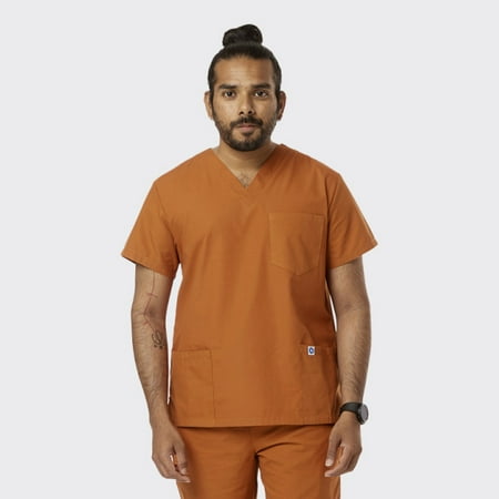 

SPECTRUM UNIFORMS Scrub Tops Medical Tunic Tops Unisex V-Neck Yoga Ideal for Medical Professionals Hospital and Lab Workwear Burnt Orange