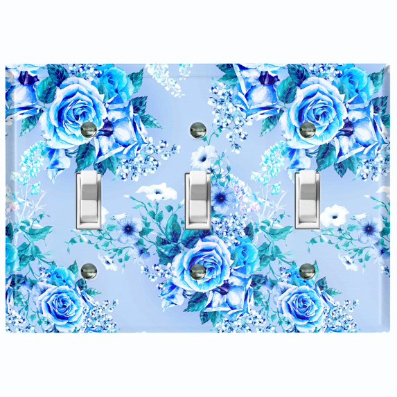 Metal Light Switch Plate Outlet Cover Colorful Rose Leaves Wallpaper ROS046