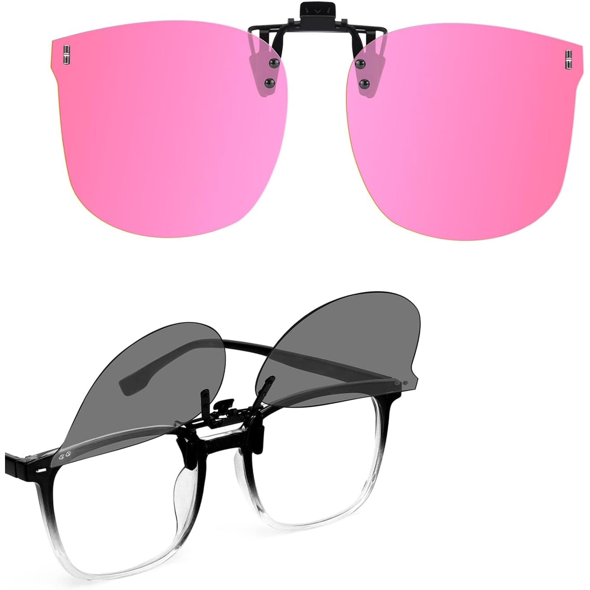 Interface Canada Women\'s Sunglasses Clip On Pink Gunmetal Unique Frames Large Square Flip On Clip Up Sunglasses - Indoor Universal main image 3