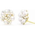thumbnail image 1 of arete de tuerca con perlas blancas, circonitas cúbicas de estrella completa, para mujer, chap en oro de 14 quilates, arete de plata 925, hipoalergénicos, joyería de moda, 1 of 3
