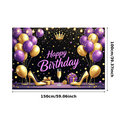 thumbnail image 6 of Purple and Gold Themed Happy Birthday Backdrop Banner with Balloons High Heels Gifts and Champagne Party Supplies Photography Props for Birthday Party Decorations, 6 of 7