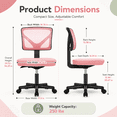 thumbnail image 4 of Kelno Small Desk Chair with Wheels Adjustable Computer Desk Chair with Lumbar Support Mesh Ergonomic Low-Back Office Chair, Pink, 4 of 8