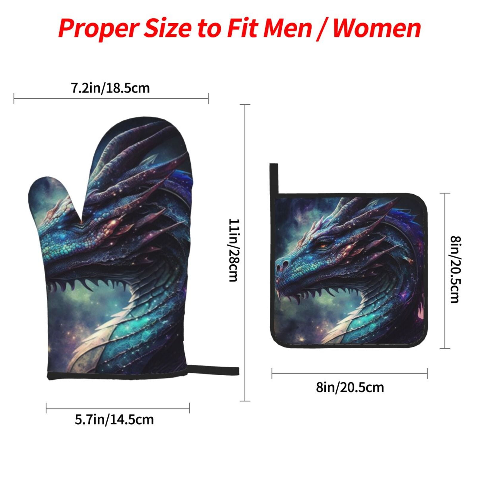 Dragon Cool Art Galaxy 4Pcs Oven Mitts and Pot Holders Sets Oven Kitchen Gloves Hot Pads for Cooking BBQ Baking Grilling