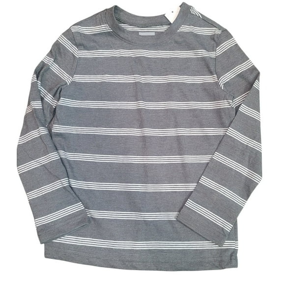Jumping Beans Essentials Tee – Size 4, Gray/White Stripes, Long Sleeve