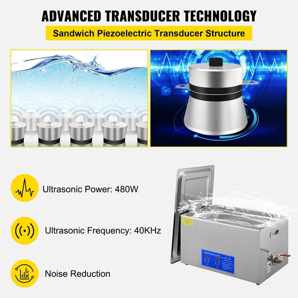 22L Industrial Ultrasonic Cleaner with Digital Timer Heater 40kHz Professional 110V for Wrench Tools Parts Metal Apparatus Excellent Cleaning Effect
