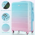 thumbnail image 2 of Euroco 3 Piece Luggage Sets, 20" Carry-on Suitcase with USB Port and Cup Holder,Hardside Lightweight Suitcase Set with TSA Lock and Spinner Wheels(20"/24"/28"),Blue & Pink, 2 of 7