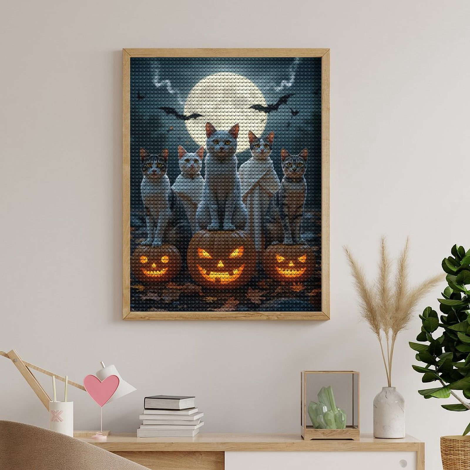 Diamond Art Kits for Adults, Halloween Cats Moonlit Night 5D Diamond Painting Kits for Adults Beginners, DIY Full Drill Diamond Painting, Gem Art and Crafts 12x16