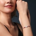thumbnail image 4 of Gem Stone King 925 Silver & 10K Yellow Gold White Moissanite Pink Mystic Topaz & Lab Grown Diamond Bracelet for Women | 5.66 Cttw | Gemstone | Oval 10X8MM and 8X6MM | Fully Adjustable 9 inch, 4 of 5