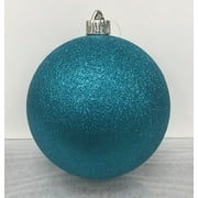 Holiday Time Turquoise Glitter Round 6" Shatterproof Christmas Ornament 1 Count