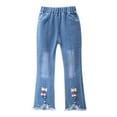 thumbnail image 2 of SDNall Kids Girls Bell Bottom Jeans Lace Hem Flare Denim Pants Fashion Cute Sweet Boe Flared Pants Trousers Jeans Pants 9-10Years, 2 of 9