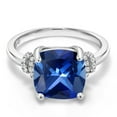 thumbnail image 2 of Gem Stone King 5.61 Ct Cushion Blue Created Sapphire 925 Sterling Silver Ring, 2 of 4