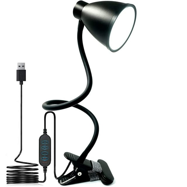 Desk Lamp 3 Color Modes 10 Brightness Dimmer Reading Light 10W 38 Led Clamp Lamp With Auto Off Timer 360° Flexible Gooseneck Clip On Light For Bed Bedside,
