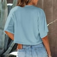 thumbnail image 5 of Blmnix Womens Tops Short Sleeve Trendy Blue Los Angeles Crew Neck Crop Casual Letter Tops for Girl 2024, 5 of 7