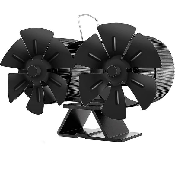 Wood Stove Fan, 12 Blades Stove Fan, Dual Motor Fireplace Fan with Stove Thermometer,250*110*160mm