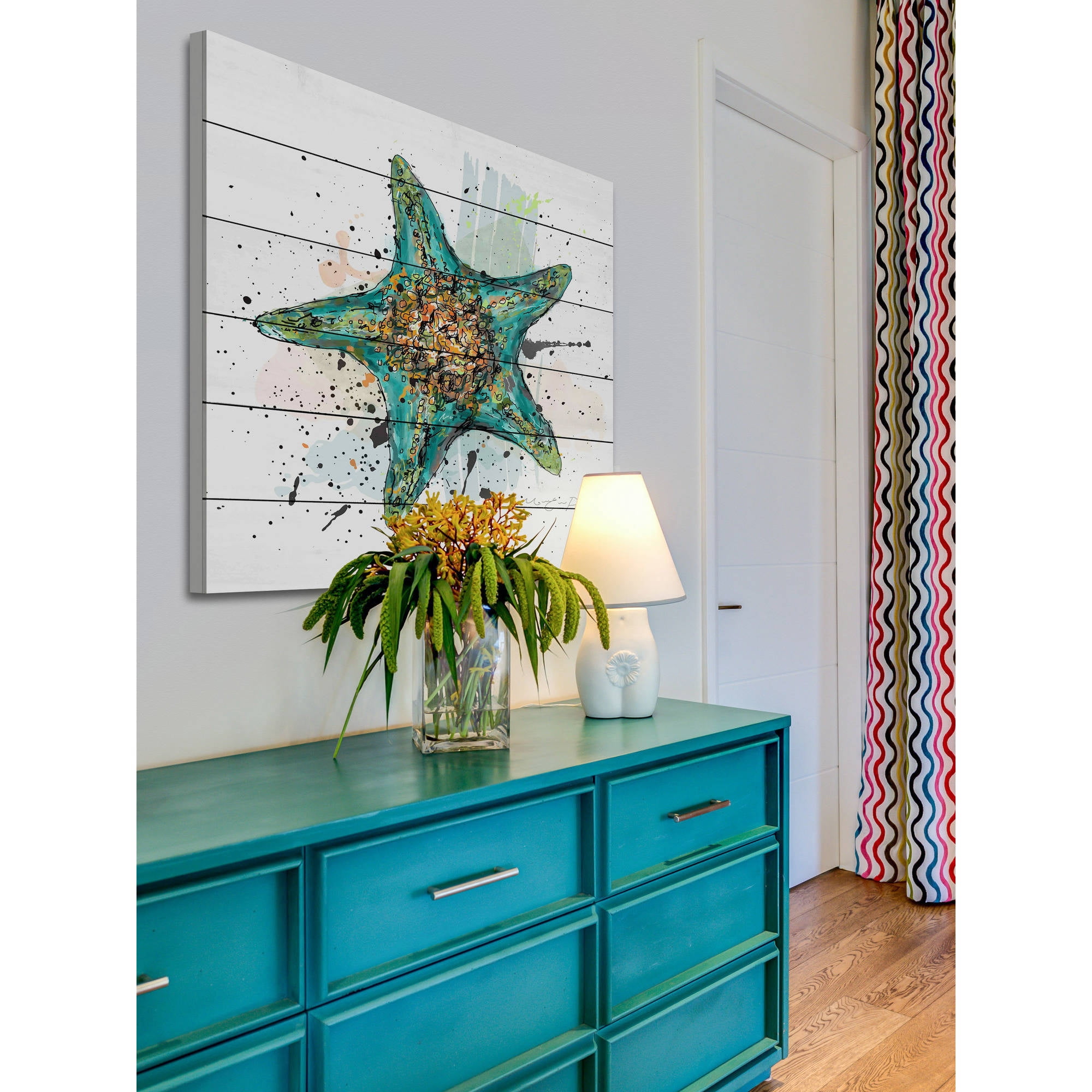 Marmont Hill "Etoile de Mer 3" by Marie-Eve Pharand Painting Print on White Wood