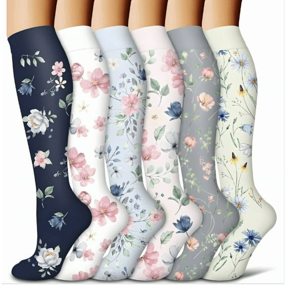 UZMOG 6Pairs Compression Socks for Women & Men 15-20 mmHg,Best Support for Cycling Athletic Hiking Running