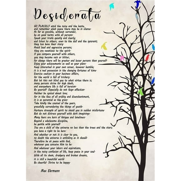 Desiderata Poem Wall Art Inspirational Poster by Max Ehrmann for Home Office Decor