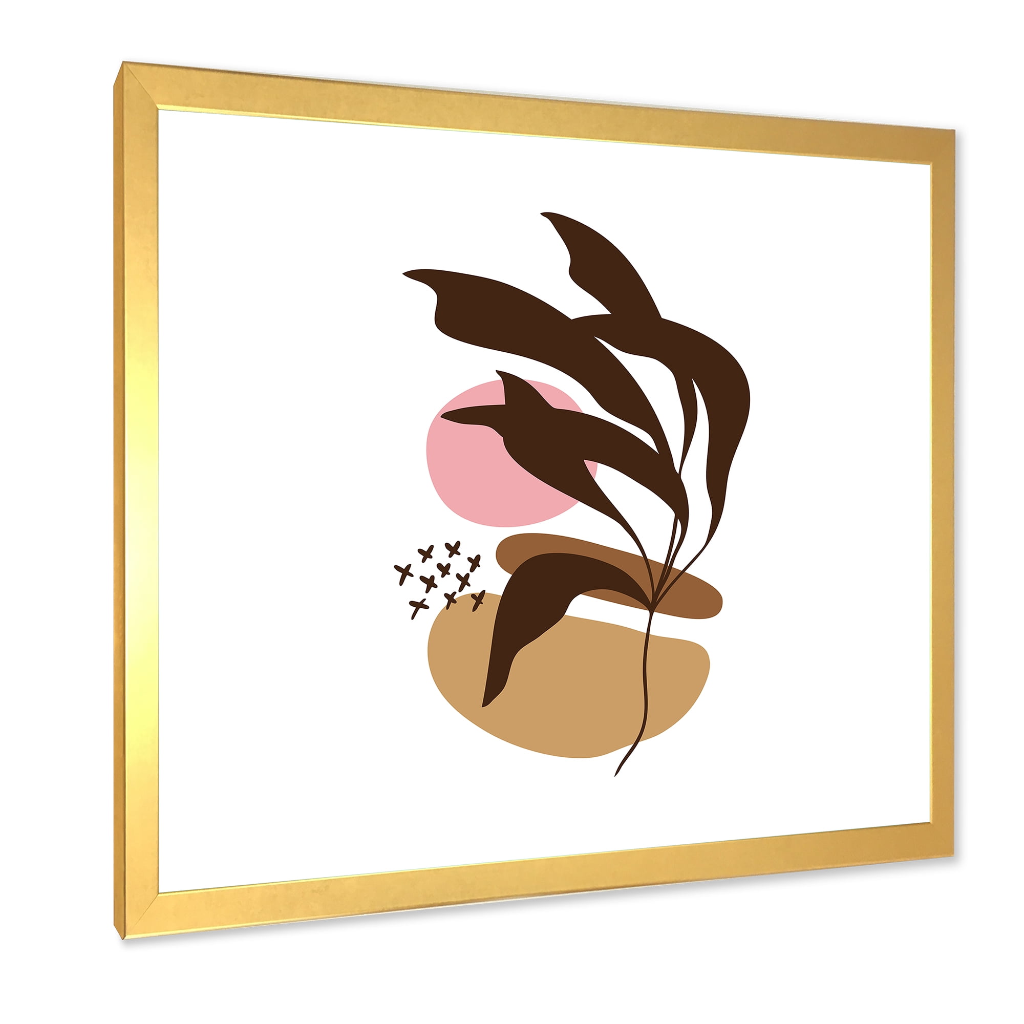 Designart 'Abstract Plants With Elementary Shapes' Modern Framed Art Print