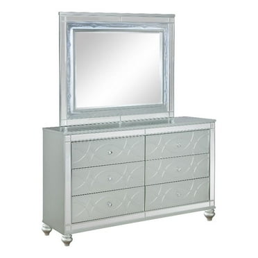 Coaster Gunnison 6-drawer Wood Dresser with Mirror Silver Metallic
