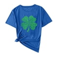 thumbnail image 2 of Felirenzacia Women's St. Patrick's Day Heart Shamrock Graphic T-Shirt Casual Crew Neck Short Sleeve Tee Blue,3XL, 2 of 5