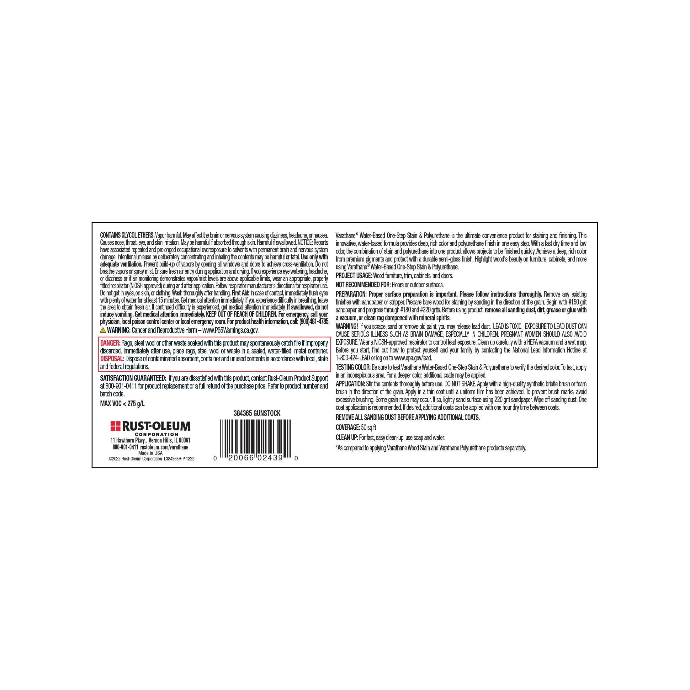 4 Pack, Gunstock, Varathane Stain + Polyurethane, Semi-Gloss -384365, Half Pint
