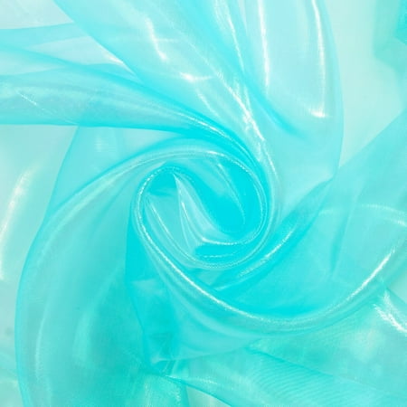 Iridescent Pearl Organza Fabric - Sheer Turquoise Nylon 59/60" By The Yard