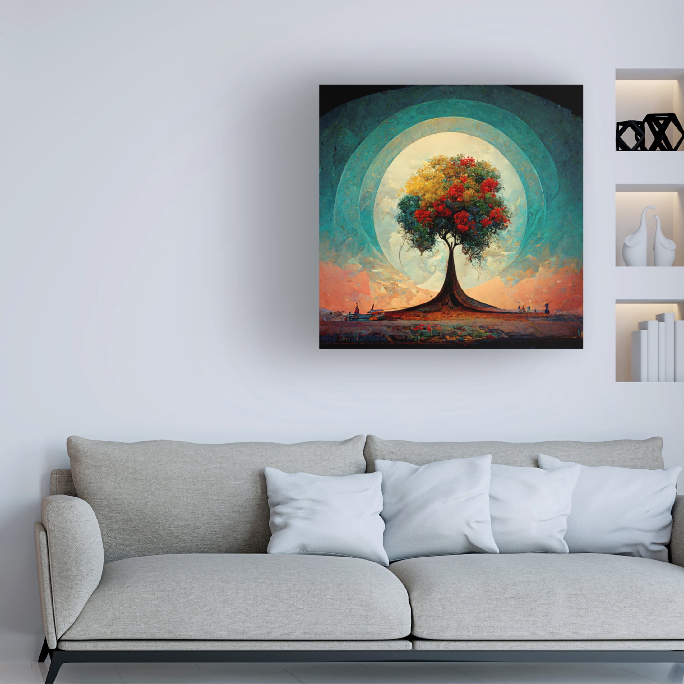 Canvas Wall Art - Ray Heere 'Tree Of Life 8' Wall Art for Living Room, Bedroom, or Office Décor by Trademark Fine Art - 24 x 24 Inches
