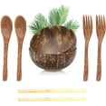 thumbnail image 6 of Chop Island 10pcs Set Coconut Bowls w/ Acacia Spoon-Forks-Bamboo Straws-Rope Stands Acai Bowls Organic Eco-Friendly Coconut Bowl Set Natural Coconut Bowls With Spoons Coconut Bowls for Smoothies, 6 of 6