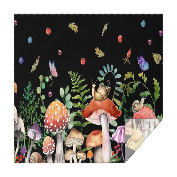 Red Mushroom Snail Black Pattern Square Tablecloth,Waterproof Square Table Cover,Wipeable Spillproof Washable Table Cover for Home Kitchen Party Decor 42"X42"(107x107cm)