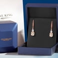 thumbnail image 5 of Gem Stone King 18K Rose Gold Plated Silver Morganite Peach and Moissanite Dangle Earrings for Women with Lab Grown Diamond (3.69 Cttw, Oval 9X7MM), 5 of 6