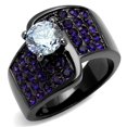 thumbnail image 1 of IP Light Black IP Gun Stainless Steel Ring with AAA Grade CZ, Light Amethyst - Size 5, 1 of 1