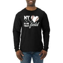 Wild Bobby, My Heart Is On That Baseball Field, Sports, Men Long Sleeve Shirt, Black, Small