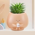 thumbnail image 1 of Macetas de resina para jardín, diseño creativo sentado, macetas bonitas para plantas, 1 of 8