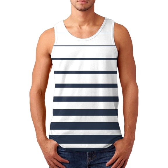 Xysaqa Men's Classic Striped Tank Tops, Summer Sports Gym Workout Tees, Casual Sleeveless Muscle Shirts M-3XL