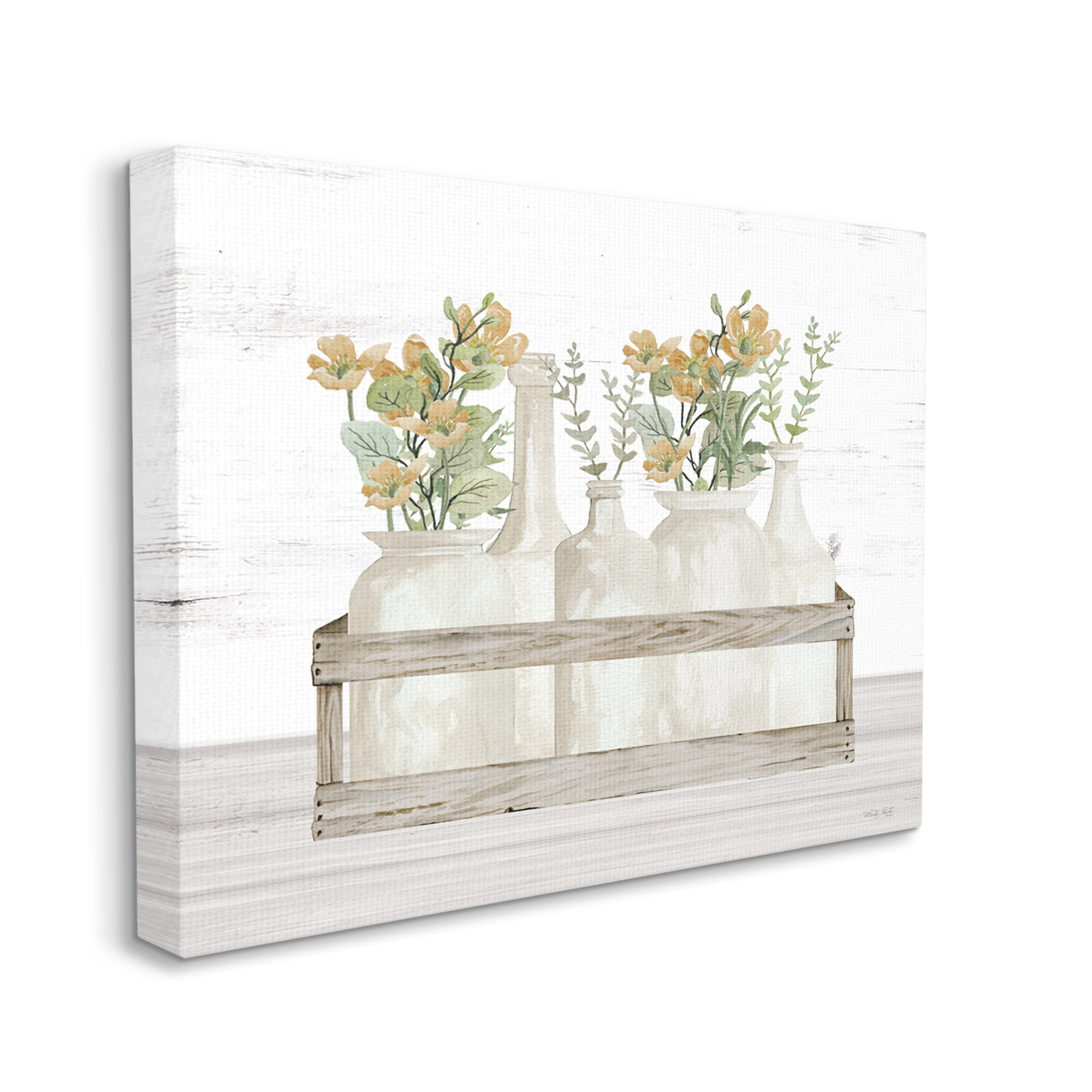 Stupell Industries Rustic Herb Jars Botanical & Floral Painting Gallery Wrapped Canvas Art Print Wall Art, 40 x 30