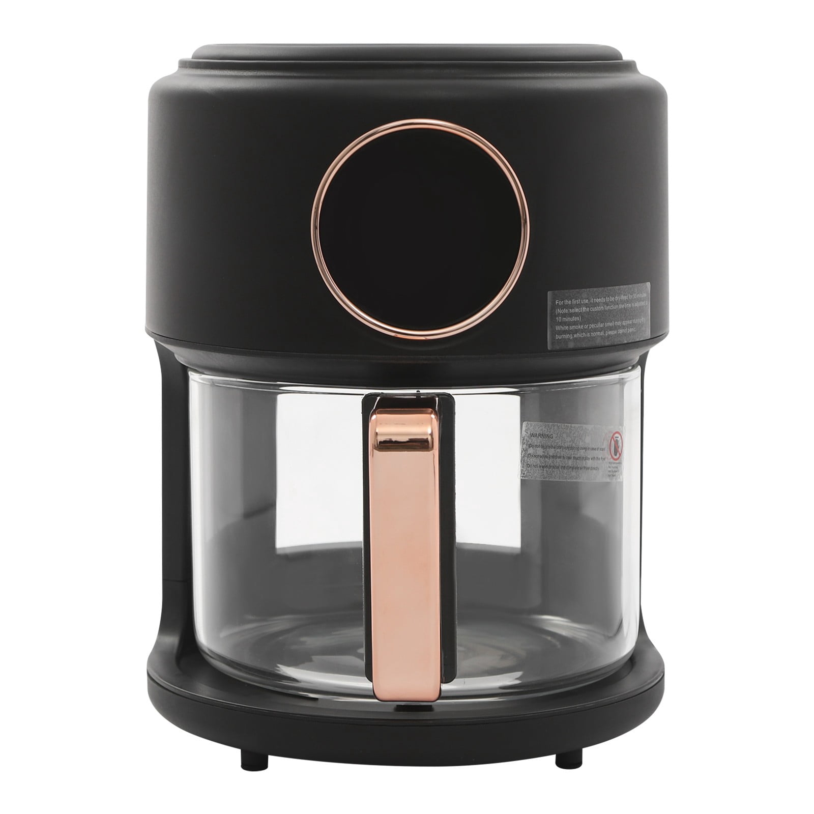 ToppiJoy 4.2L Mini Glass Air Fryer, 360° Viewable Touch Screen with Digital Display Adjustable Temperature Works Cookware French Fries (Black)