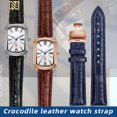 thumbnail image 2 of Correa de reloj de piel de cocodrilo Adaptador Rossini Reloj de pareja con esfera cuadrada 3401/2402 Hebilla de mariposa Cadena de reloj universal resistente al agua, 2 of 5
