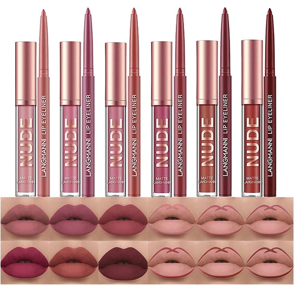 Set de maquillaje BestLand de 12 piezas: labial líquido mate + delineador de labios